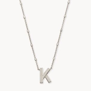 Kendra Scott Letter K Pendant Necklace in Silver